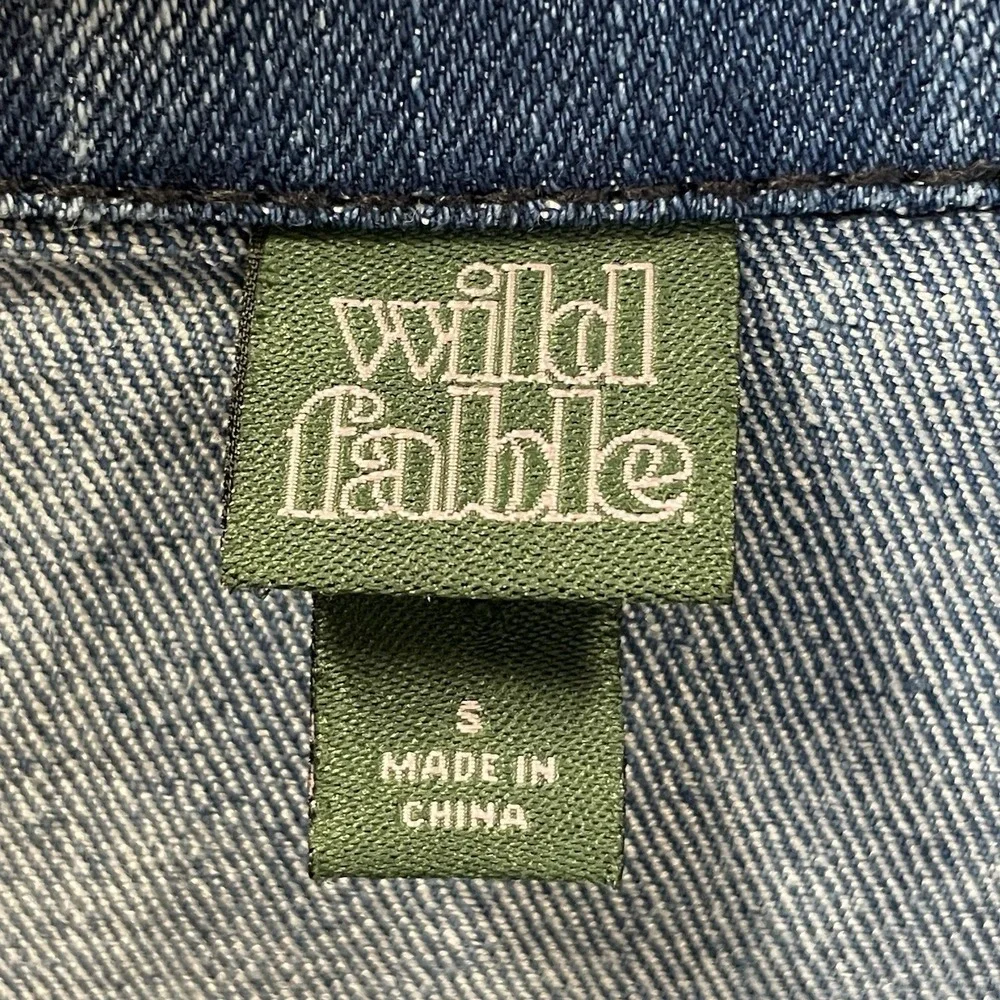 Wild Fable Womens S Jumpsuit Denim‎ Long Sleeve Medium Wash Pockets Zip Cargo